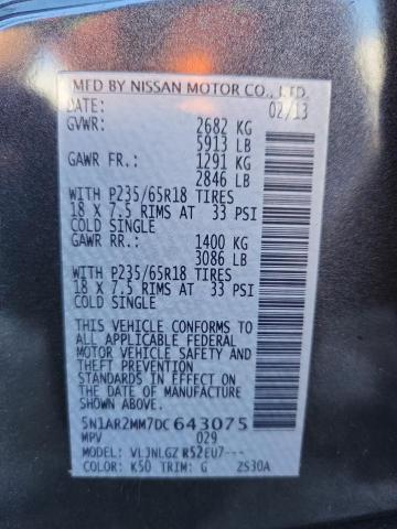 5N1AR2MM7DC643075 - 2013 NISSAN PATHFINDER S Szary zdjęcie 13