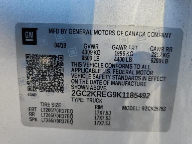 2GC2KREG9K1185492 - 2019 CHEVROLET SILVERADO K2500 HEAVY DUTY SILVER photo 12