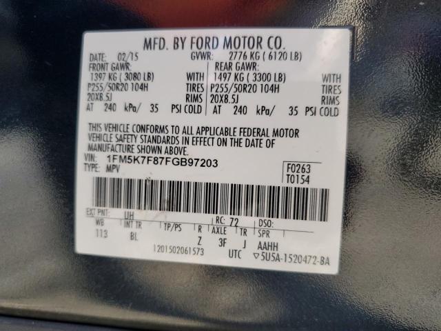 1FM5K7F87FGB97203 - 2015 FORD EXPLORER LIMITED BLACK photo 13