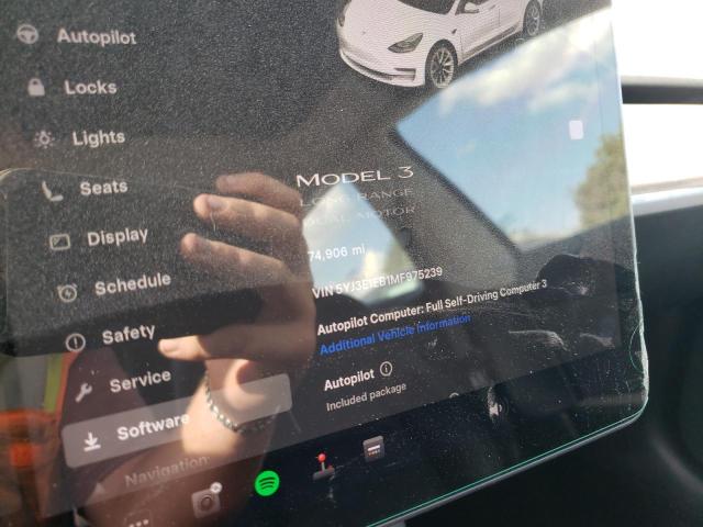 5YJ3E1EB1MF975239 - 2021 TESLA MODEL 3 თეთრი ფოტო 9