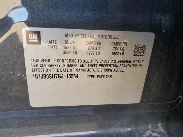 1G1JB6SH7G4116554 - 2016 CHEVROLET SONIC LS BLACK photo 12