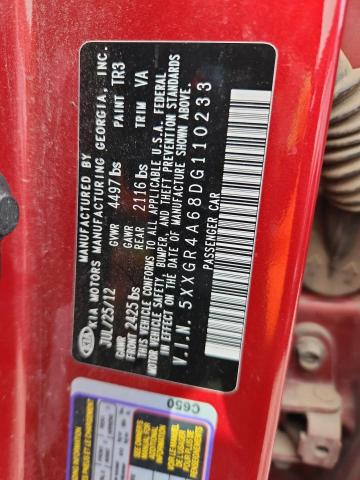 5XXGR4A68DG110233 - 2013 KIA OPTIMA SX RED photo 12