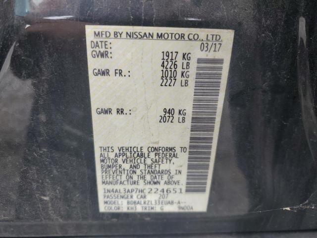 1N4AL3AP7HC224651 - 2017 NISSAN ALTIMA 2.5 შავი ფოტო 12