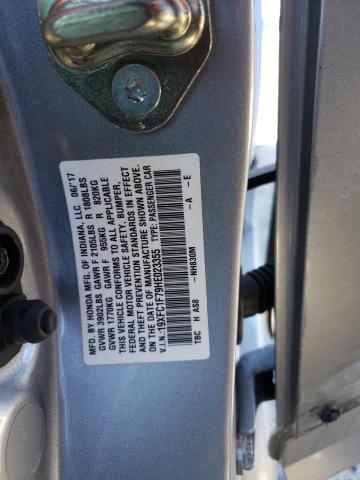 19XFC1F79HE023355 - 2017 HONDA CIVIC EXL ორფეროვანი ფოტო 12