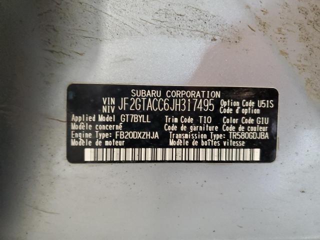 JF2GTACC6JH317495 - 2018 SUBARU CROSSTREK PREMIUM SILVER photo 13