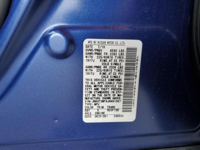 JN8AT2MT4JW491087 - 2018 NISSAN ROGUE S Azul foto 13
