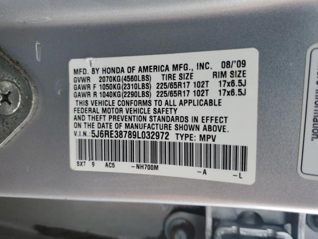 5J6RE38789L032972 - 2009 HONDA CR-V EXL 银色 照片 13
