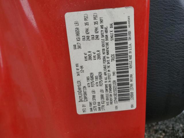 1D7HA18D15S221220 - 2005 DODGE RAM 1500 ST RED photo 12