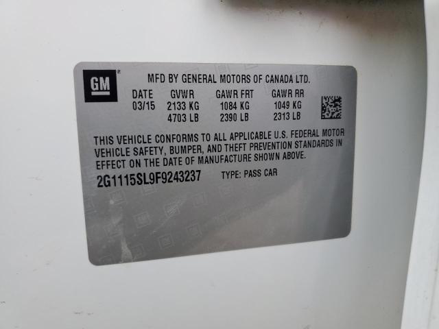 2G1115SL9F9243237 - 2015 CHEVROLET IMPALA LT თეთრი ფოტო 12