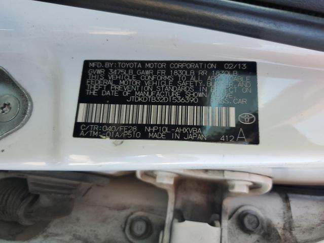 JTDKDTB32D1536390 - 2013 TOYOTA PRIUS C 白色 照片 13