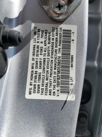 19XFB2F58DE268374 - 2013 HONDA CIVIC LX SILVER photo 12