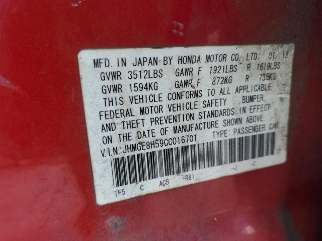 JHMGE8H59CC016701 - 2012 HONDA FIT SPORT 红色 照片 12