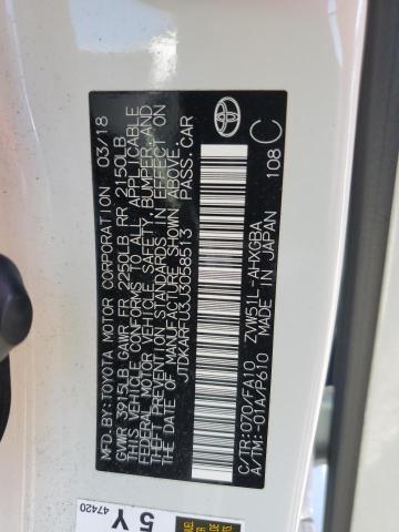 JTDKARFU3J3058513 - 2018 TOYOTA PRIUS Beyaz fotoğraf 13