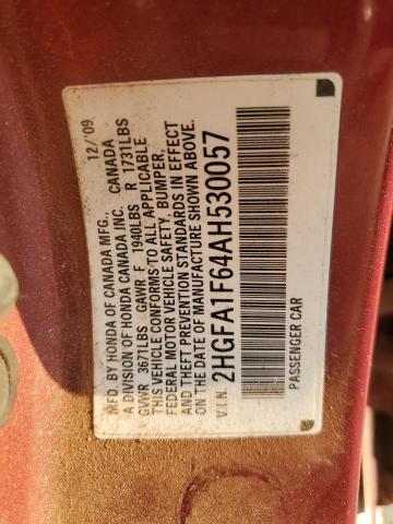 2HGFA1F64AH530057 - 2010 HONDA CIVIC LX-S ბურგუნდია ფოტო 13