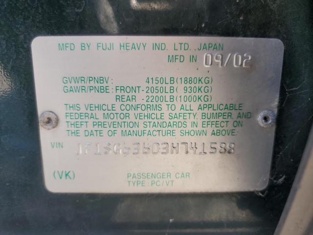 JF1SG63603H741588 - 2003 SUBARU FORESTER 2.5X GREEN photo 13