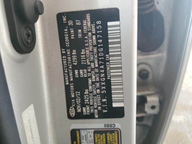 5XXGN4A71DG147158 - 2013 KIA OPTIMA EX SILVER photo 12