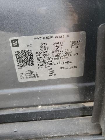 1GNERHKWXKJ174948 - 2019 CHEVROLET TRAVERSE LT GRAY photo 12