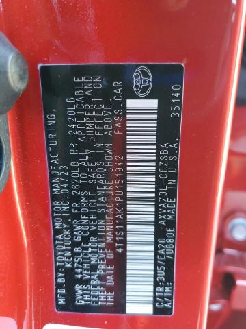 4T1S11AK1PU151942 - 2023 TOYOTA CAMRY SE NIGHT SHADE RED photo 12