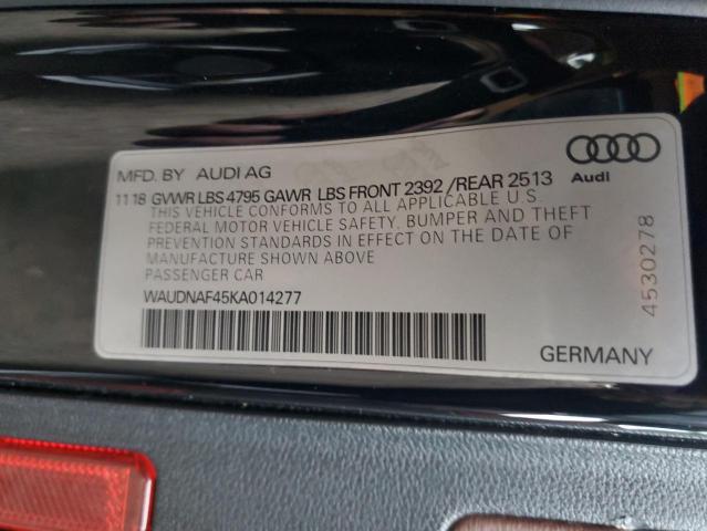 WAUDNAF45KA014277 - 2019 AUDI A4 PREMIUM BLACK photo 12