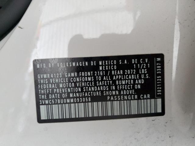 3VWC57BU0MM093058 - 2021 VOLKSWAGEN JETTA S Սպիտակ լուսանկար 13