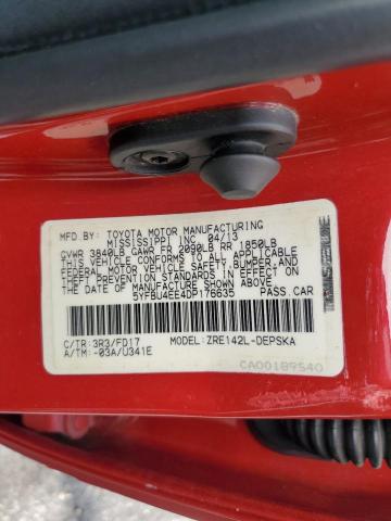 5YFBU4EE4DP176635 - 2013 TOYOTA COROLLA BASE Qırmızı foto 12