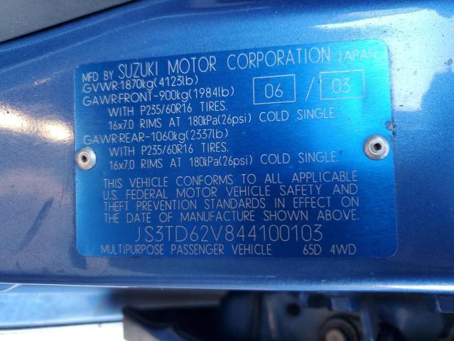 JS3TD62V844100103 - 2004 SUZUKI GRAND VITA LX BLUE photo 12