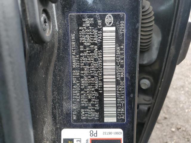 4T1BF1FK5EU385895 - 2014 TOYOTA CAMRY L BLACK photo 12