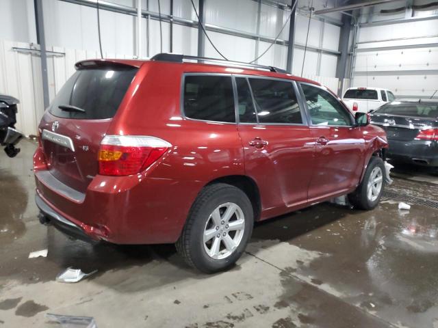 5TDZA3EHXAS002423 - 2010 TOYOTA HIGHLANDER RED photo 3