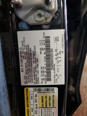 3FA6P0HD4LR221205 - 2020 FORD FUSION SE Schwarz Foto 12