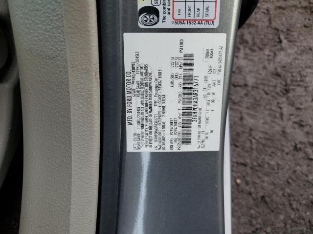 3FAHP0HA3AR316771 - 2010 FORD FUSION SE GRAY photo 12