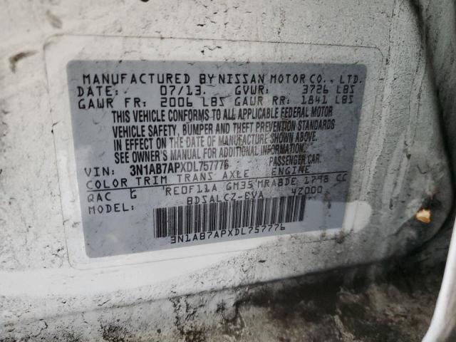 3N1AB7APXDL757776 - 2013 NISSAN SENTRA S Blanc photo 12