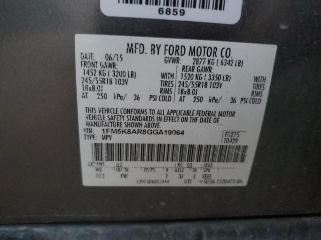 1FM5K8AR8GGA19064 - 2016 FORD EXPLORER POLICE INTERCEPTOR 灰色 照片 13