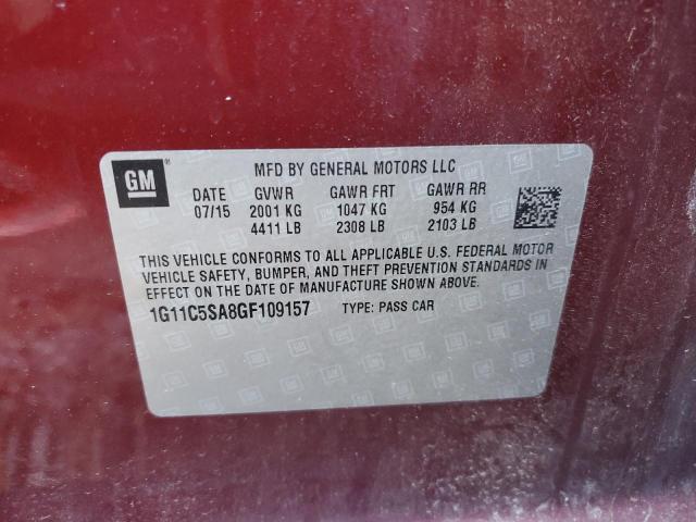 1G11C5SA8GF109157 - 2016 CHEVROLET MALIBU LIM LT BURGUNDY photo 12