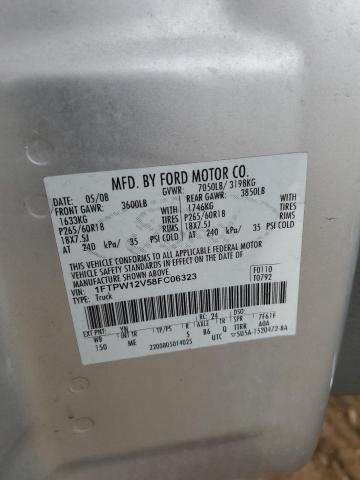 1FTPW12V58FC06323 - 2008 FORD F150 SUPERCREW SILVER photo 12