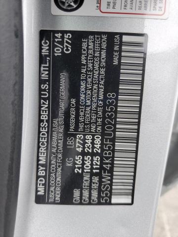 55SWF4KB5FU023538 - 2015 MERCEDES-BENZ C 300 4MATIC SILVER photo 12