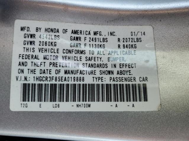 1HGCR3F85EA019888 - 2014 HONDA ACCORD EXL SILVER photo 12