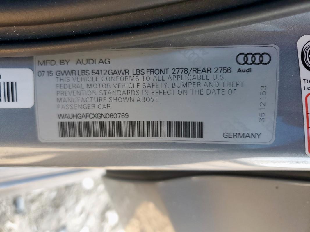 WAUHGAFCXGN060769 - 2016 AUDI A6 PRESTIGE Silber Foto 13