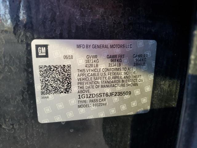 1G1ZD5ST6JF235509 - 2018 CHEVROLET MALIBU LT Noir photo 12