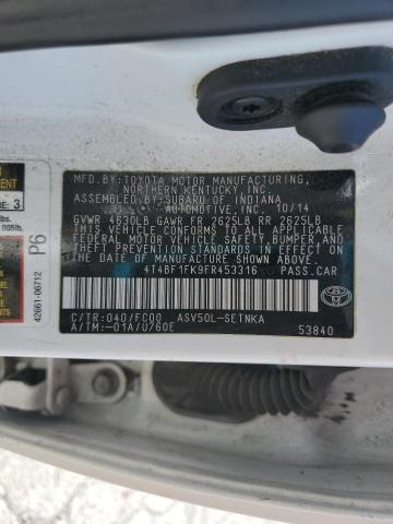 4T4BF1FK9FR453316 - 2015 TOYT CAMRY LE WHITE photo 12