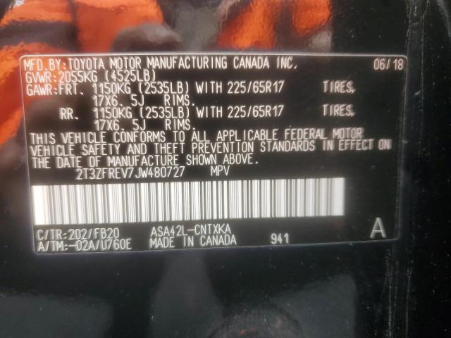 2T3ZFREV7JW480727 - 2018 TOYOTA RAV4 LE Қара фото 13