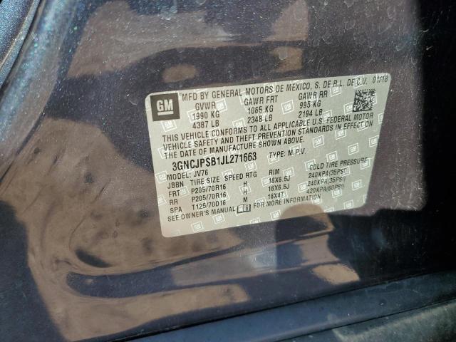 3GNCJPSB1JL271663 - 2018 CHEVROLET TRAX 1LT ლურჯი ფოტო 12