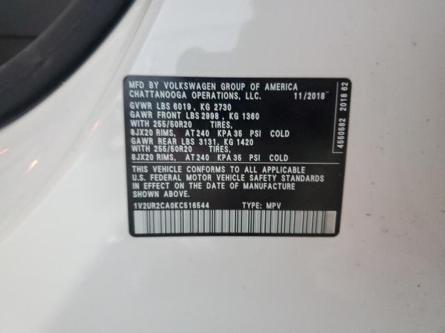 1V2UR2CA0KC516544 - 2019 VOLKSWAGEN ATLAS SE Blanc photo 13