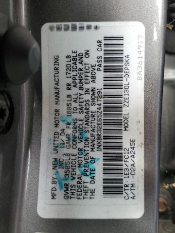 1NXBR32E65Z447291 - 2005 TOYOTA COROLLA CE GRAY photo 12