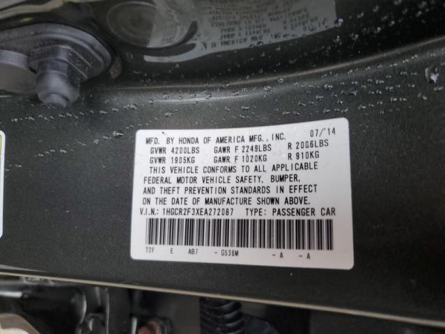 1HGCR2F3XEA272087 - 2014 HONDA ACCORD LX GRAY photo 12