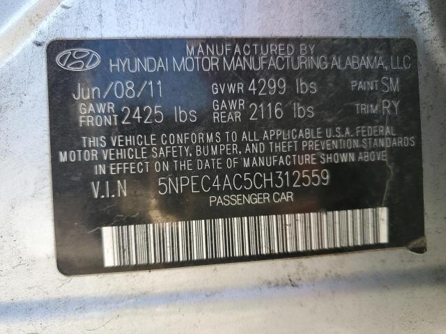 5NPEC4AC5CH312559 - 2012 HYUNDAI SONATA SE GRAY photo 12