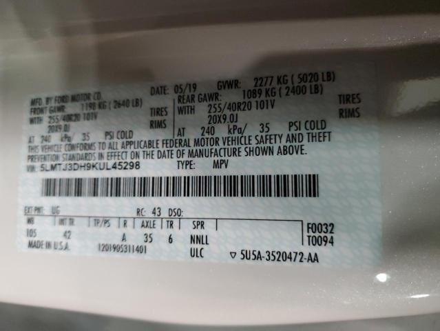 5LMTJ3DH9KUL45298 - 2019 LINCOLN MKC RESERVE თეთრი ფოტო 13