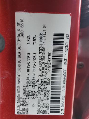 3TMAZ5CN1JM059541 - 2018 TOYOTA TACOMA DOUBLE CAB RED photo 13