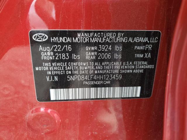 5NPD84LF4HH123459 - 2017 HYUNDAI ELANTRA SE RED photo 12