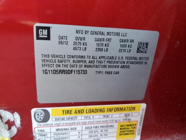 1G11D5RR9DF115733 - 2013 CHEVROLET MALIBU 1LT 栗色 照片 12