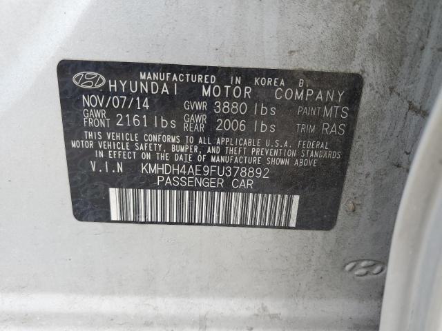 KMHDH4AE9FU378892 - 2015 HYUNDAI ELANTRA SE SILVER photo 13